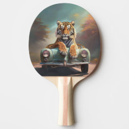 Pala De Ping Pong Tiger sitting on a sports car