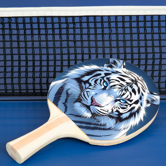Pala De Ping Pong Tigre blanco de ojos azules (in situ)