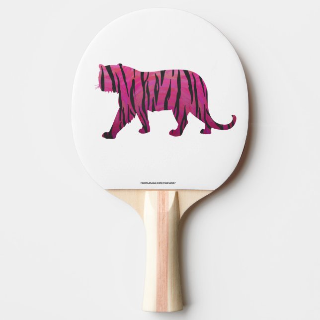 Pala De Ping Pong Tigre de silueta rosa y negro (Anverso)