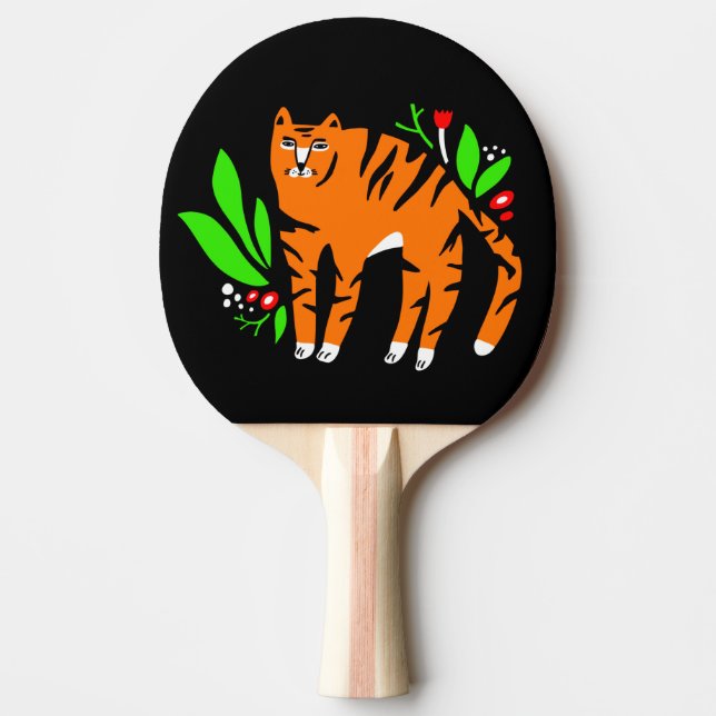 Pala De Ping Pong Tigre en flores (Anverso)