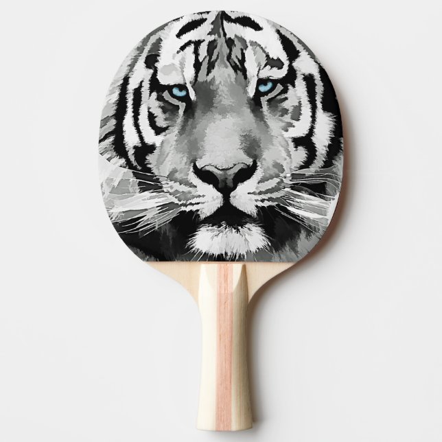 Pala De Ping Pong Tigre ojos negros y blancos azules (Anverso)