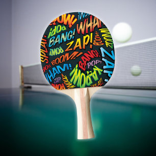 Pala De Ping Pong Tipografía Colorida de Cómic Moderno