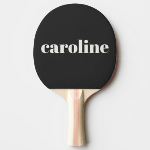 Pala De Ping Pong Tipografía Moderna Nombre Personalizado Negro Blan
