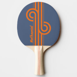 Pala De Ping Pong Tira de la costa del atardecer retro con nombre