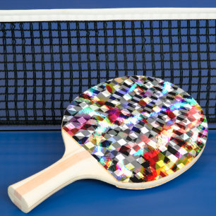 Pala De Ping Pong Tirado bajo manchas de colores, una pasta escandal