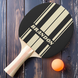 Pala De Ping Pong Tiras de placa de carbón vegetal retro con nombre