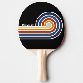 Pala De Ping Pong Tiras de rizo de arcoíris de hielo retro con nombr