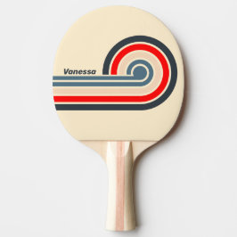 Pala De Ping Pong Tiras de rizo de arcoíris náutico retro con nombre