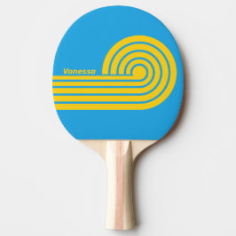 Pala De Ping Pong Tiras de rizo de arrecife de Aqua Retro con nombre