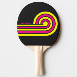Pala De Ping Pong Tiras de rizo de brillo solar retro con nombre
