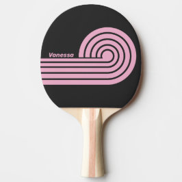 Pala De Ping Pong Tiras de rizo de noche rosa retro con nombre