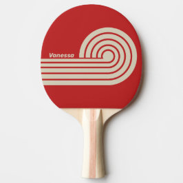Pala De Ping Pong Tiras de rizo dobles escarlata retro con nombre
