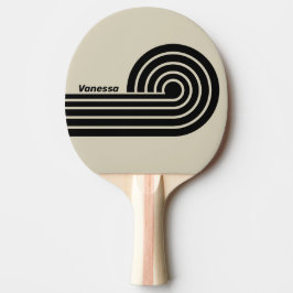Pala De Ping Pong Tiras de rizo dual Alabastro retro con nombre