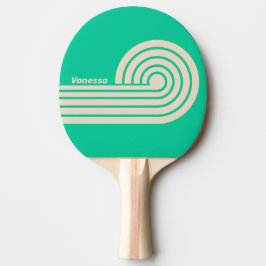 Pala De Ping Pong Tiras de rizo duales de menta retro con nombre
