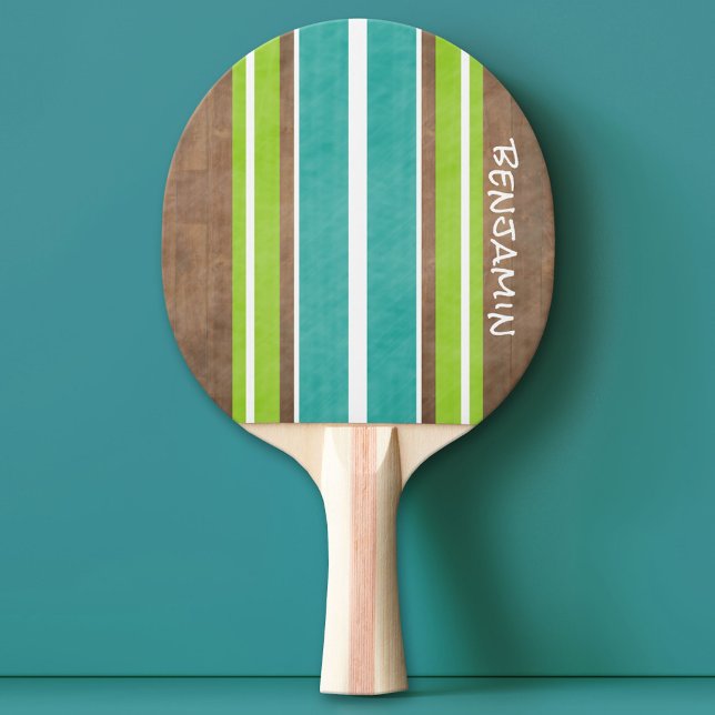 Pala De Ping Pong Tiras de Surfboard Vintage - Suave fondo de madera (Custom Ping Pong Paddle)