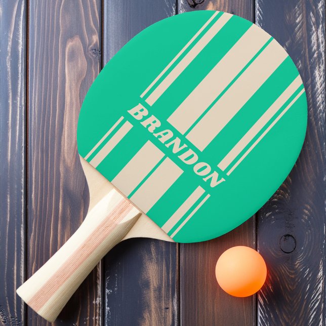 Pala De Ping Pong Tiras de tabla de menta retro con nombre (Subido por el creador)