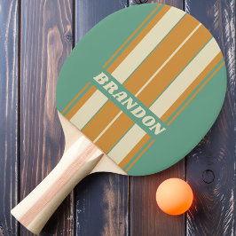 Pala De Ping Pong Tiras de tabla de musgo retro con nombre