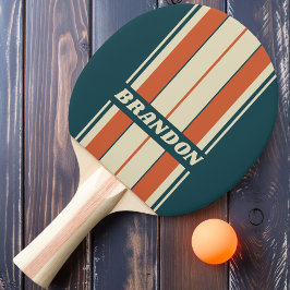 Pala De Ping Pong Tiras de tabla de onda retro con nombre