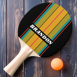 Pala De Ping Pong Tiras de tablero de arcoíris de medianoche retro c