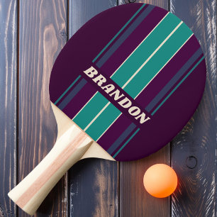 Pala De Ping Pong Tiras de tablero de arcoíris púrpura retro con nom