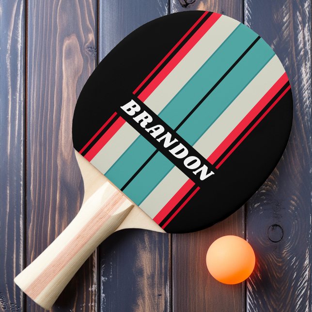 Pala De Ping Pong Tiras de tablero de arcoíris retro sigilo con nomb (Subido por el creador)
