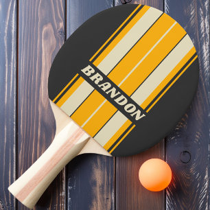 Pala De Ping Pong Tiras de tablero de sol negro retro con nombre