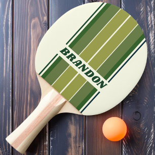 Pala De Ping Pong Tiras de tablero Green Retro Five con nombre