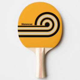 Pala De Ping Pong Tiras onduladas de abejorro retro con nombre