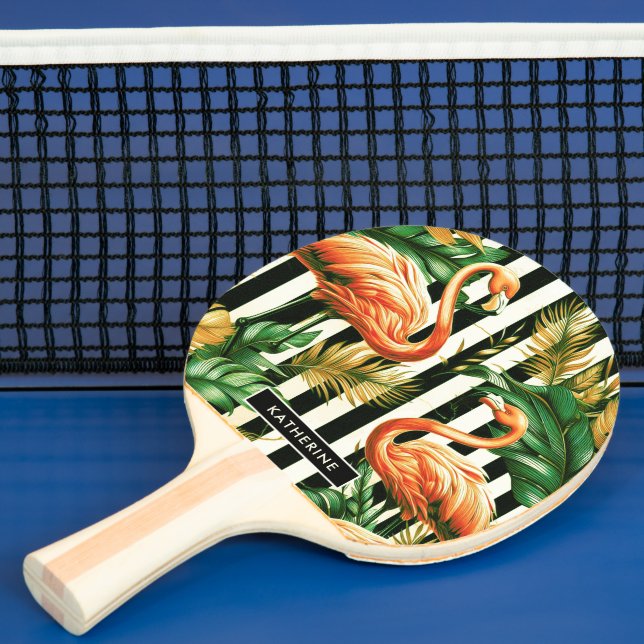 Pala De Ping Pong Tiras retro vintage Flamingo (in situ)