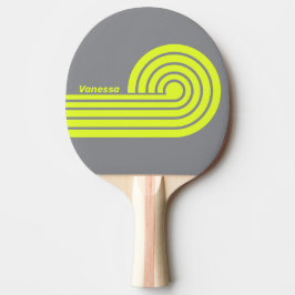 Pala De Ping Pong Tiras rizadas dobles retro HI VIS con nombre