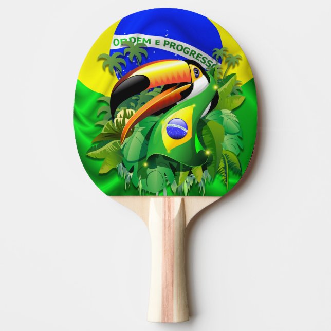 Pala De Ping Pong Toco Toucan con bandera de Brasil (Anverso)