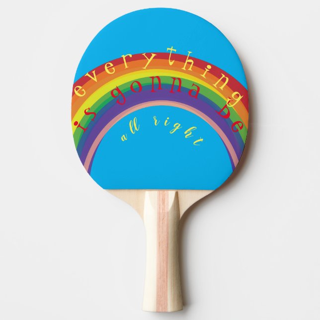 Pala De Ping Pong "Todo va a estar bien" Arcoiris (Anverso)
