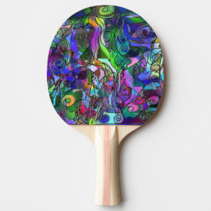 Pala De Ping Pong Todos los Colores con Remolinos y Líneas