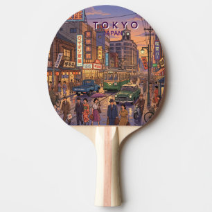 Pala De Ping Pong Tokio Japón Viaje Arte Vintage