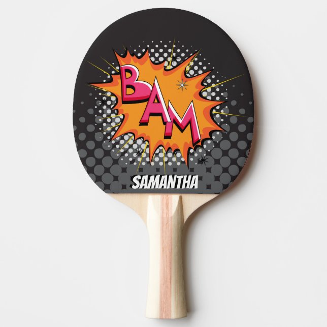 Pala De Ping Pong ¡Tono medio BAM! Paleta personalizada super héroe (Anverso)