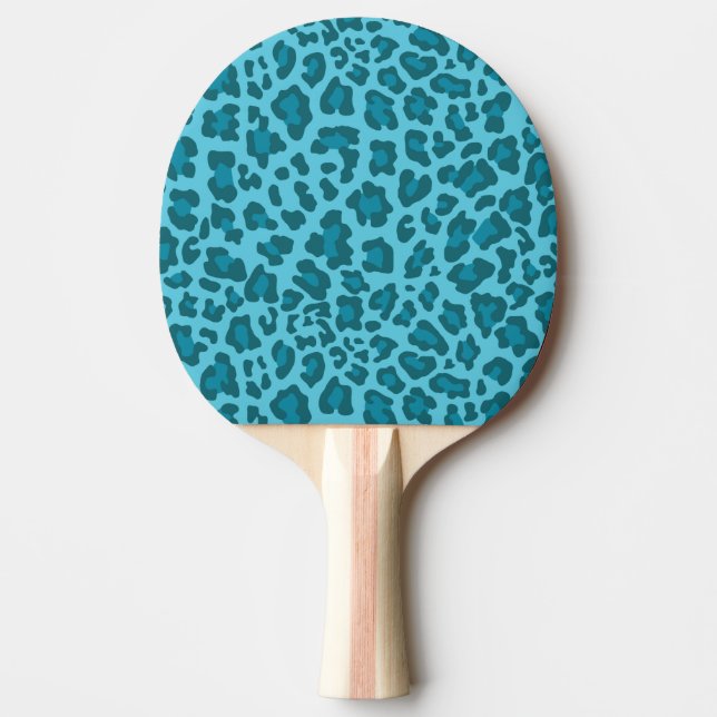 Pala De Ping Pong Tonos de impresión de leopardo de azul (Anverso)