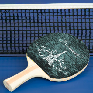 Pala De Ping Pong Torre Eiffel verde azulada Gunge Ping Pong Paddle