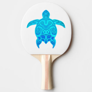 Pala De Ping Pong Tortuga tribal azul