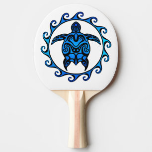 Pala De Ping Pong Tortuga tribal azul Sun