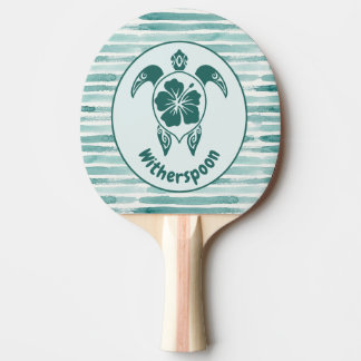Pala De Ping Pong Tortuga Tropical Personalizada y Floral con Rayas