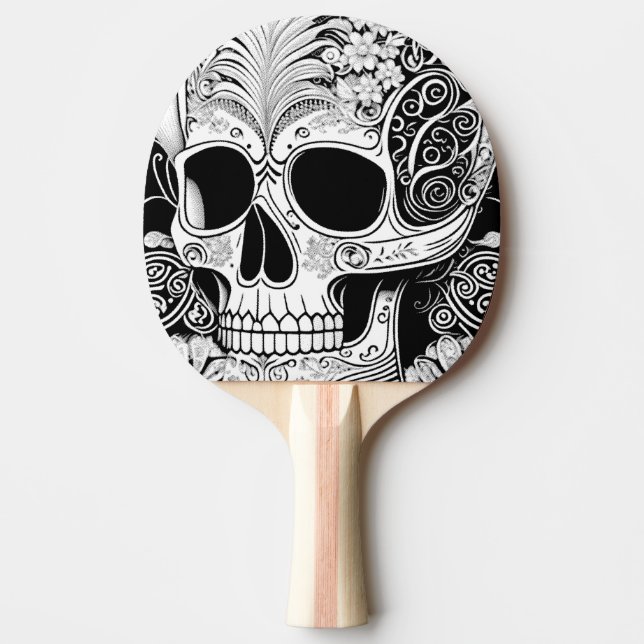 Pala De Ping Pong Totenkopf mit Ornamenten (Anverso)