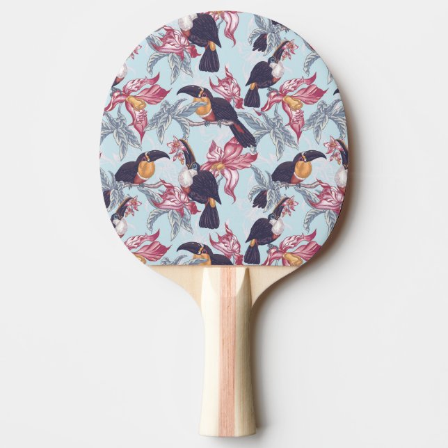 Pala De Ping Pong Toucans con las flores exóticas (Anverso)