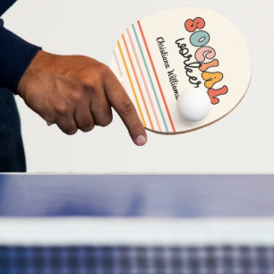 Pala De Ping Pong Trabajador social retro personalizado
