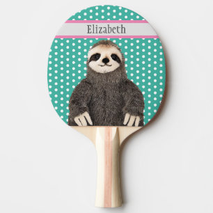 Pala De Ping Pong Trama de animales con nombre azul para niños de e