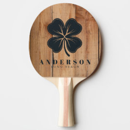Pala De Ping Pong Trébol de Cuatro Hojas de Arce Talla Rústica con N
