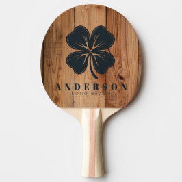 Pala De Ping Pong Trébol de Cuatro Hojas de Arce Talla Rústica con N