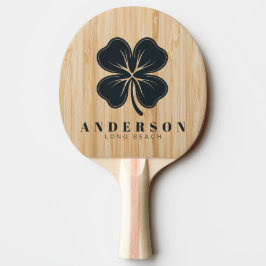 Pala De Ping Pong Trébol de Cuatro Hojas de Bambú Blanco con Nombre