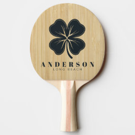 Pala De Ping Pong Trébol de Cuatro Hojas de Bambú Ligero con Nombre