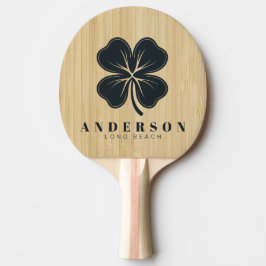 Pala De Ping Pong Trébol de Cuatro Hojas de Bambú Ligero con Nombre