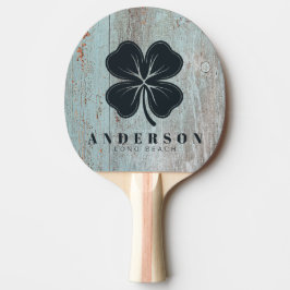 Pala De Ping Pong Trébol de Cuatro Hojas de Madera Pintado de Azul c